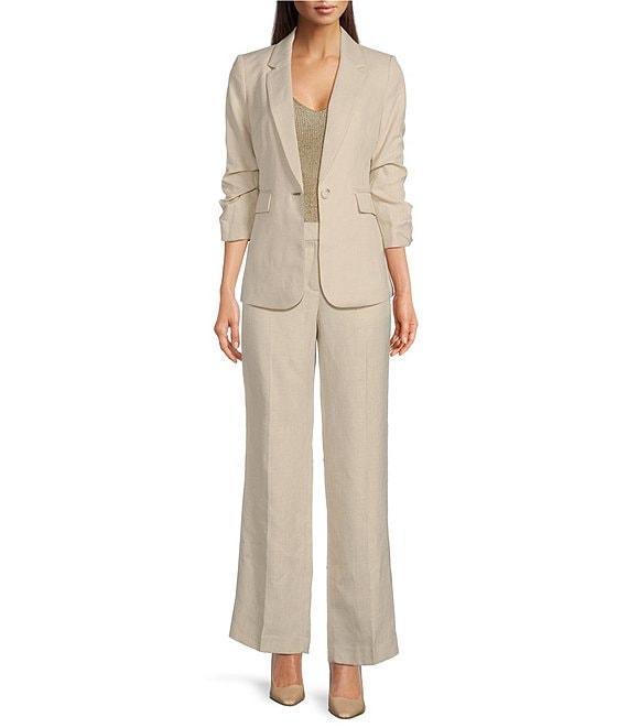 DKNY by Donna Karan Ruched Sleeve One-Button Blazer Product Image