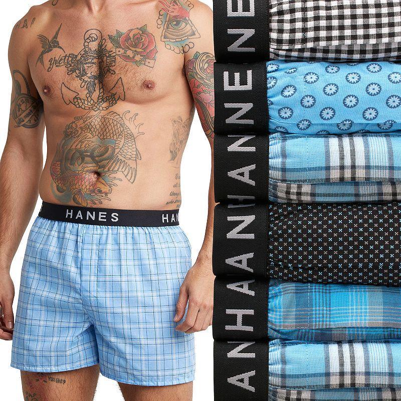 Hanes Ultimate 5+1 Bonus Pack Men's Woven Boxer Underwear, Size: Medium, Red Green Plaid Product Image