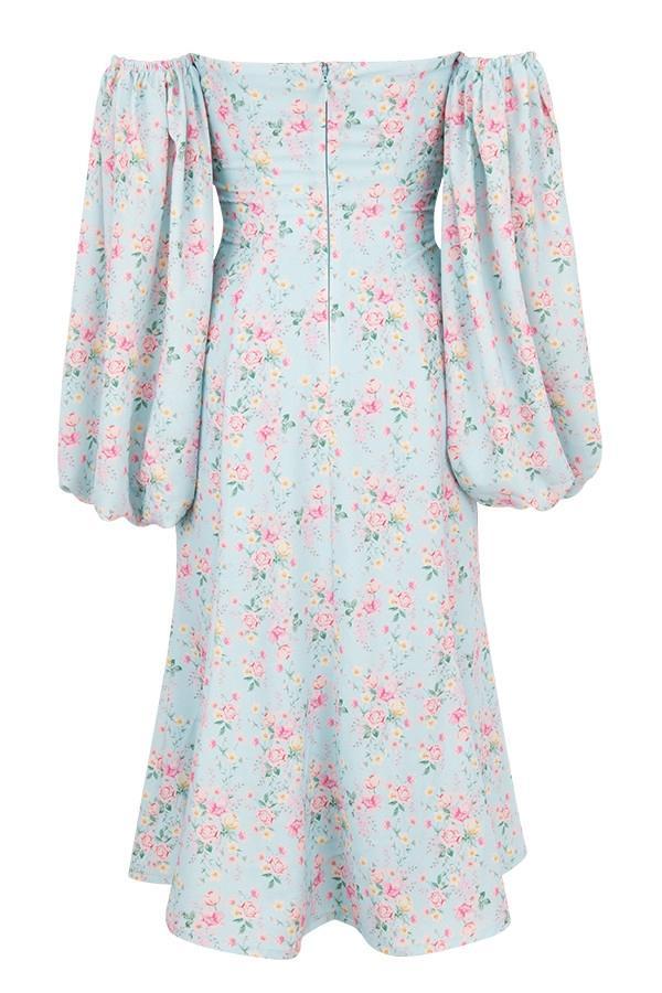 Hope Blue Floral Bardot Midi Sundress Product Image