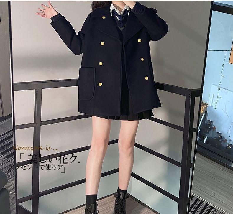 Double Breasted Plain Coat Product Image