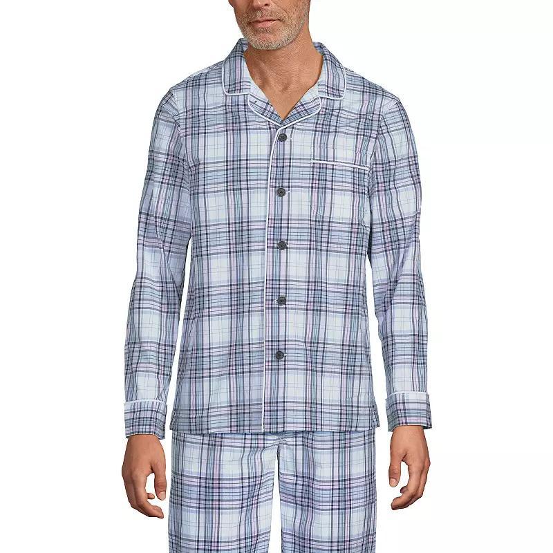Men's Lands' End Broadcloth Pajama Sleep Shirt, Size: Large, Grey Blue Stripe Product Image