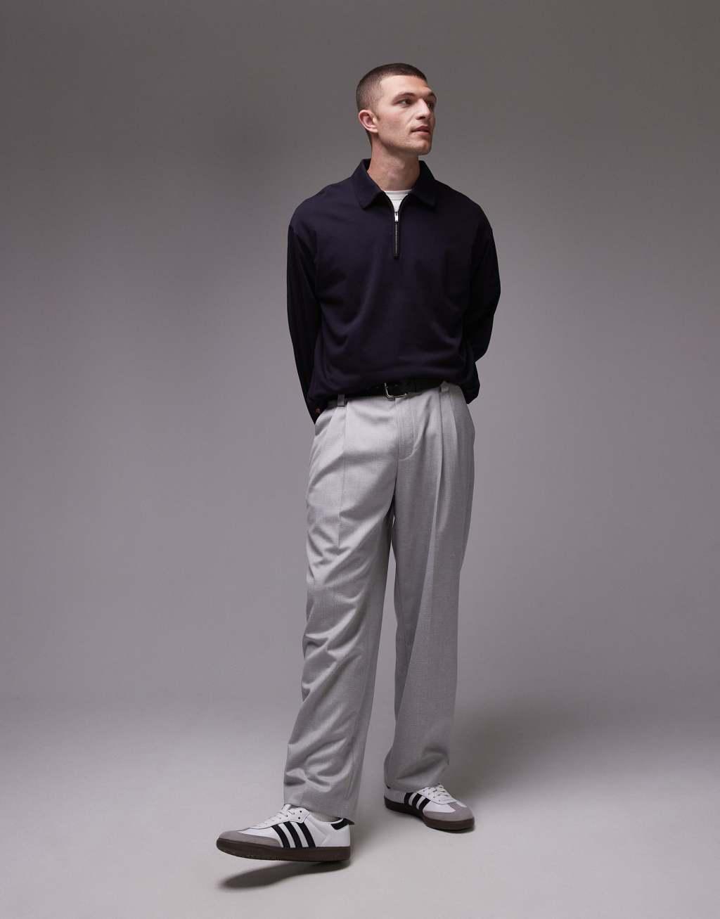 ARKET half zip jersey top with polo collar in navy blue Product Image