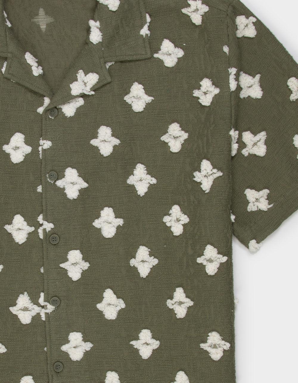 RSQ Mens Textured Camp Shirt - OLIVE Product Image