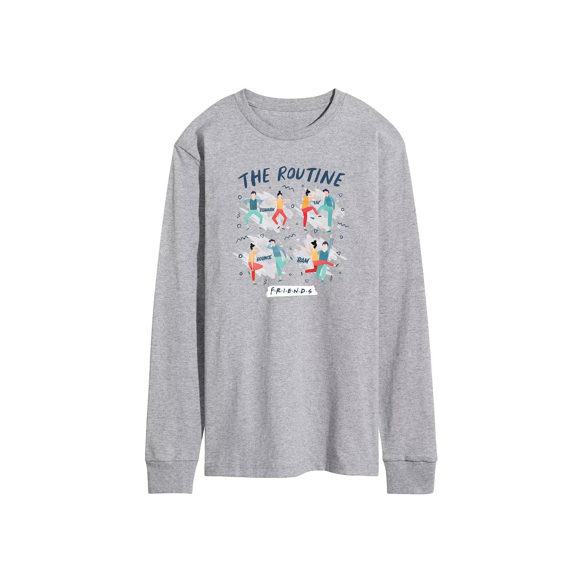 Mens Friends The Routine Poses Long Sleeve Graphic Tee Grey Gray Product Image