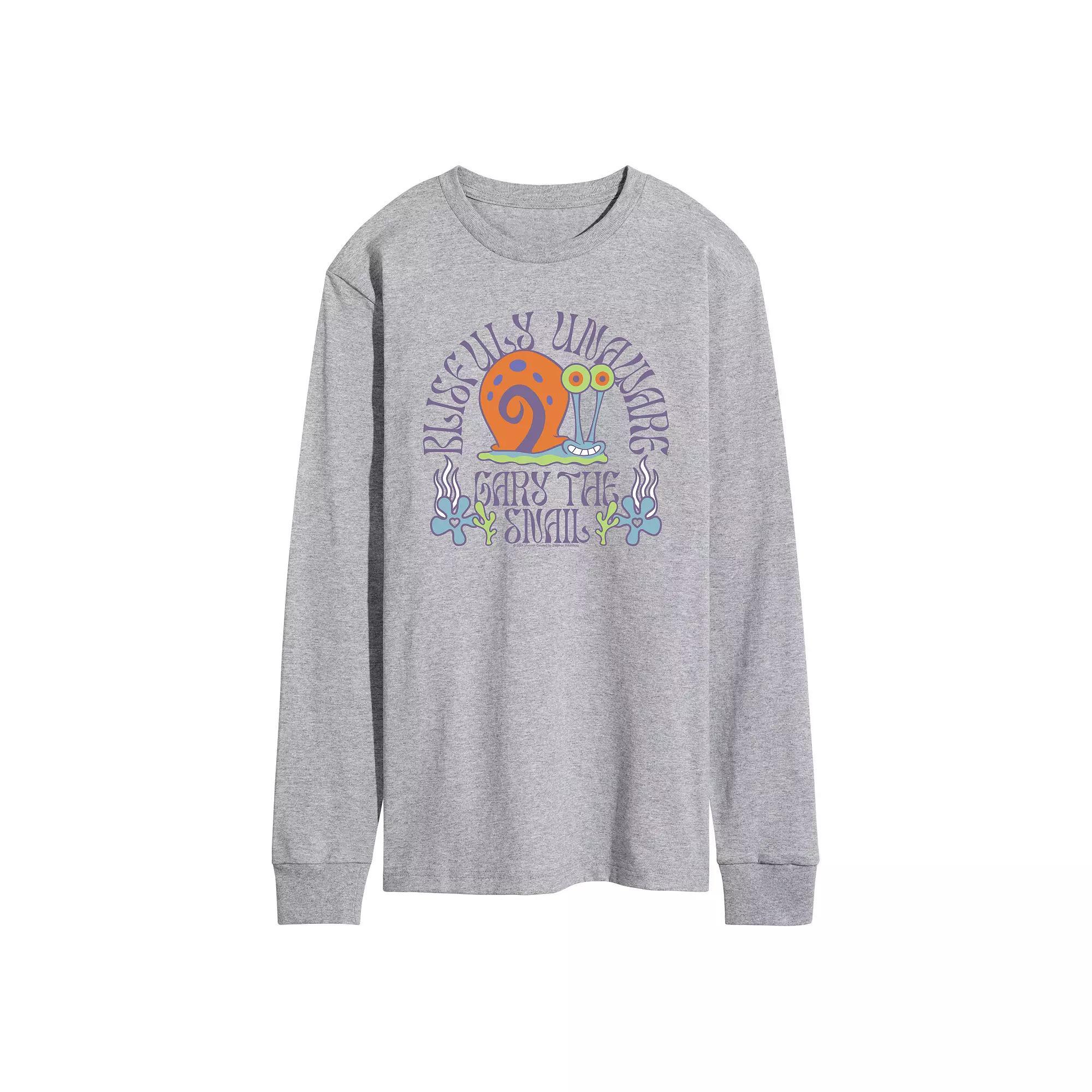 Mens SpongeBob SquarePants Gary Long Sleeve Graphic Tee Grey Gray Product Image