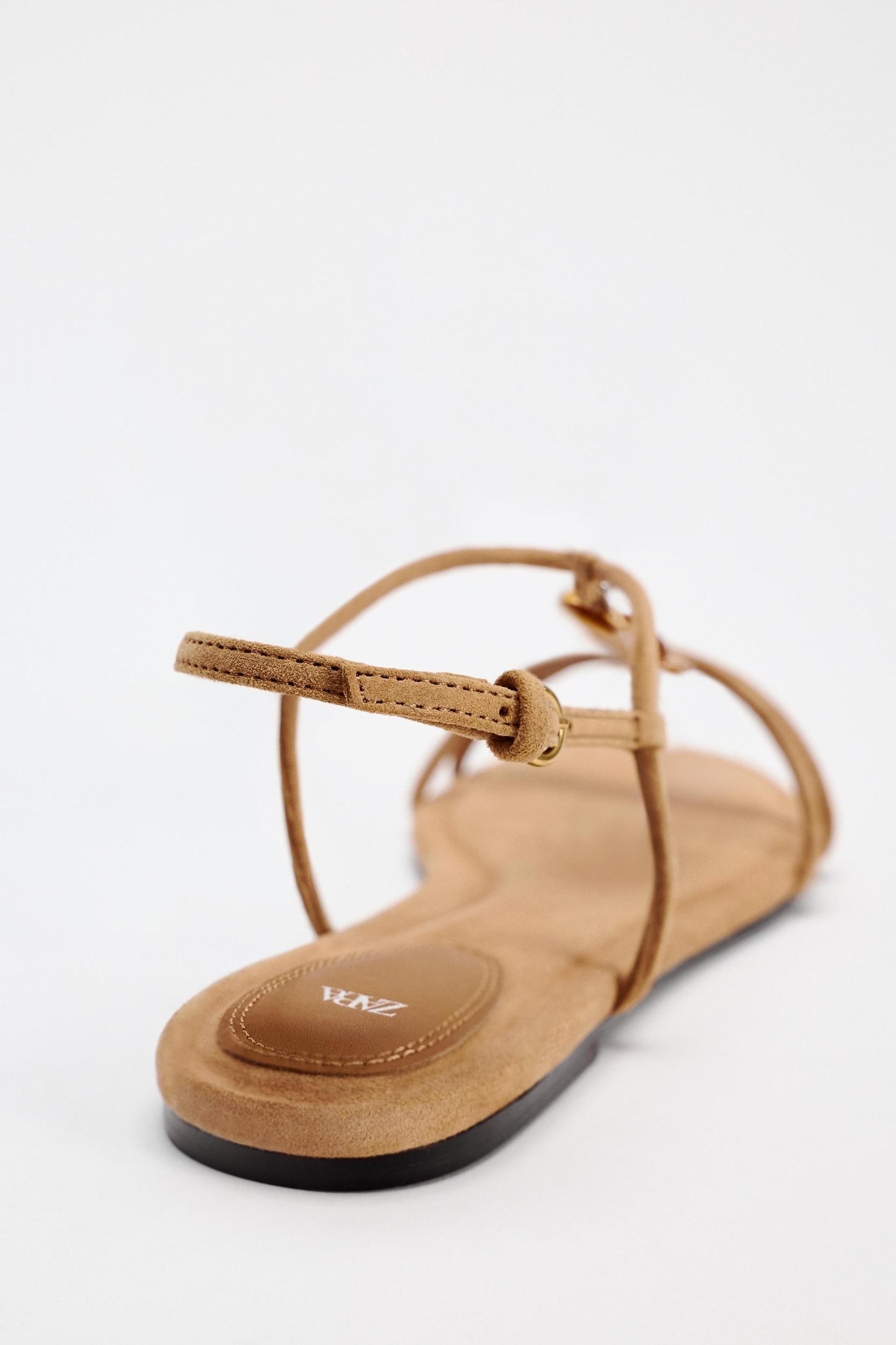 EMBELLISHED TIED LEATHER SANDALS Product Image
