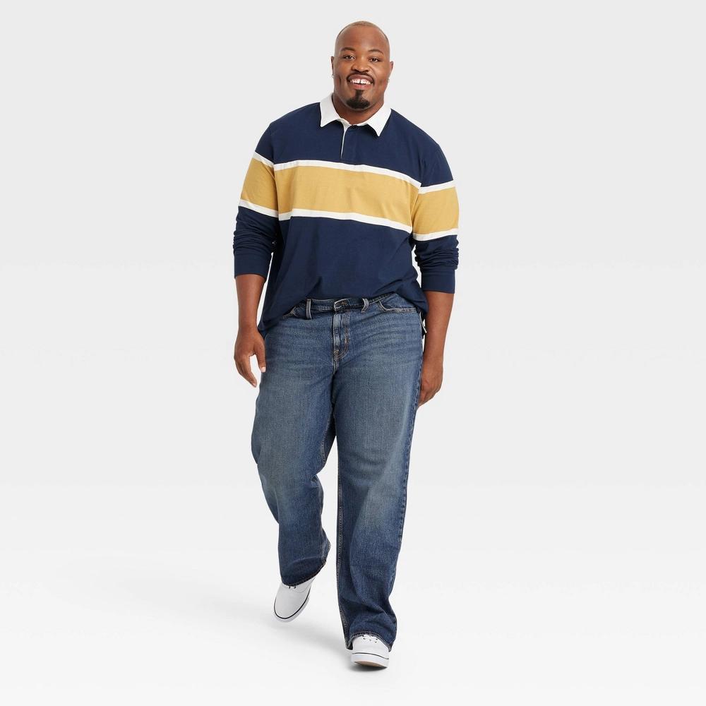 Men's Big & Tall Relaxed Fit Jeans - Goodfellow & Co™ Indigo 44x30: Mid Rise Stretch, Machine Washable Product Image