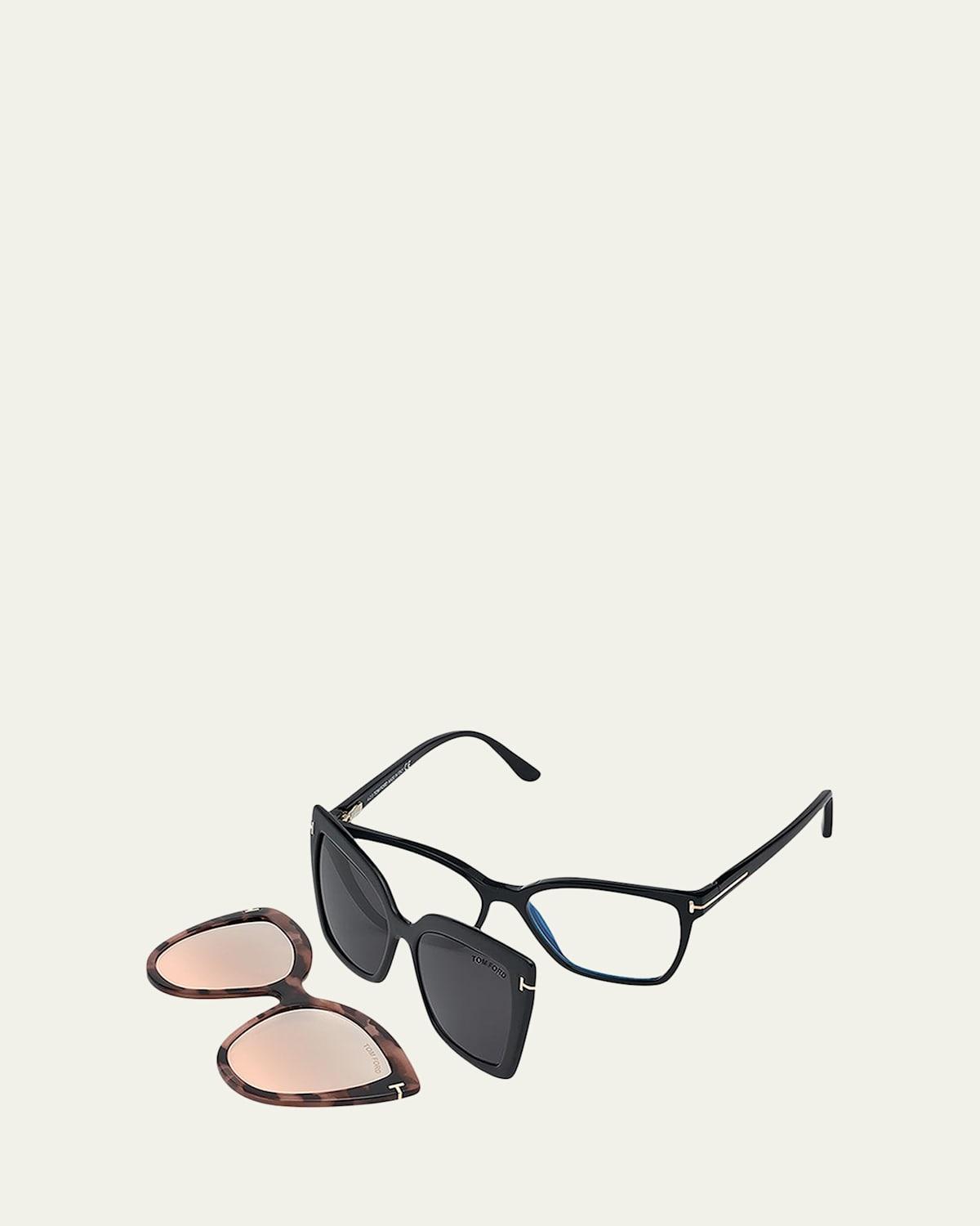Womens 53MM Square Blue Filter Eyeglasses Product Image