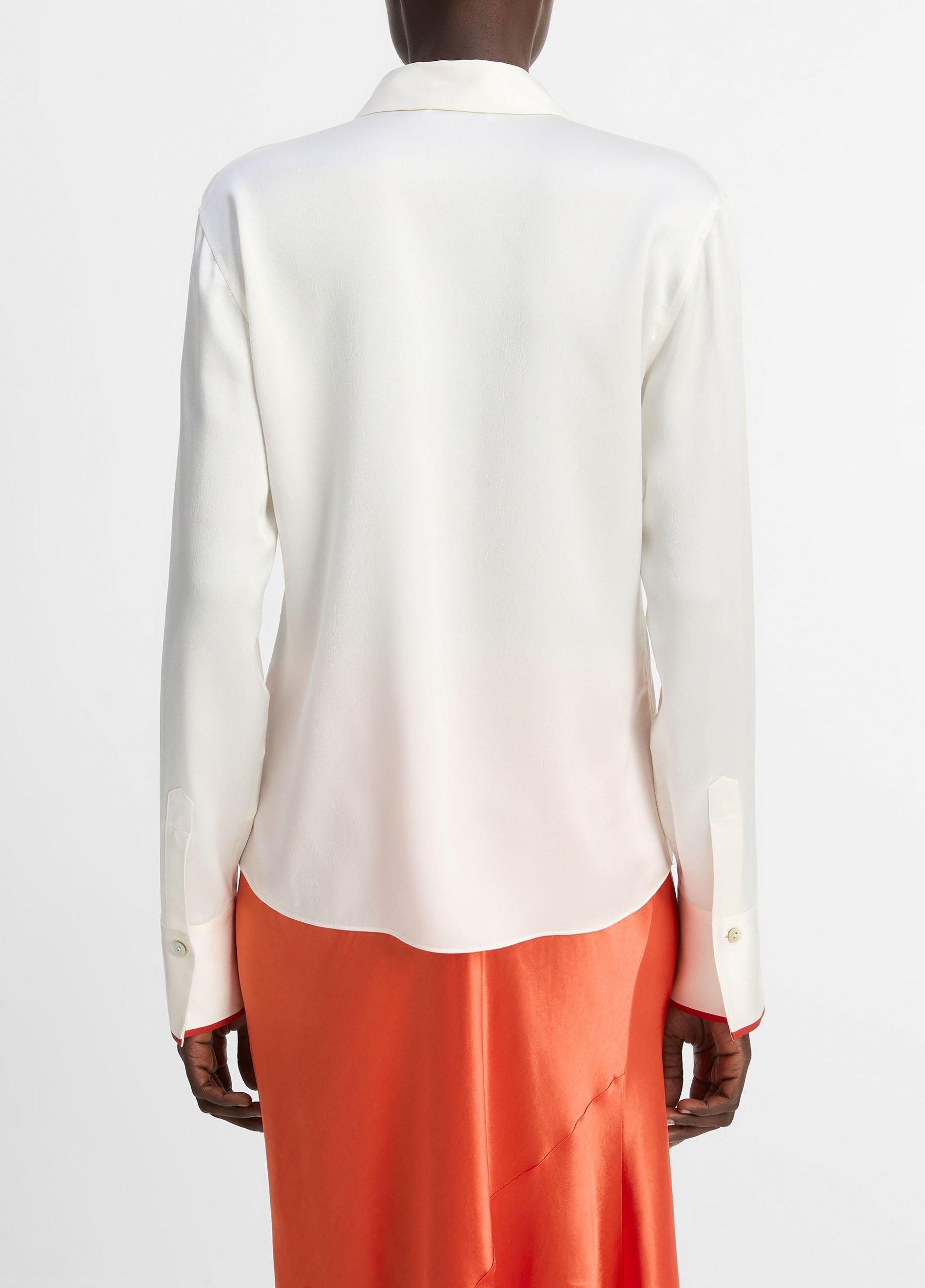 Tipped Silk Button-Front Blouse Product Image
