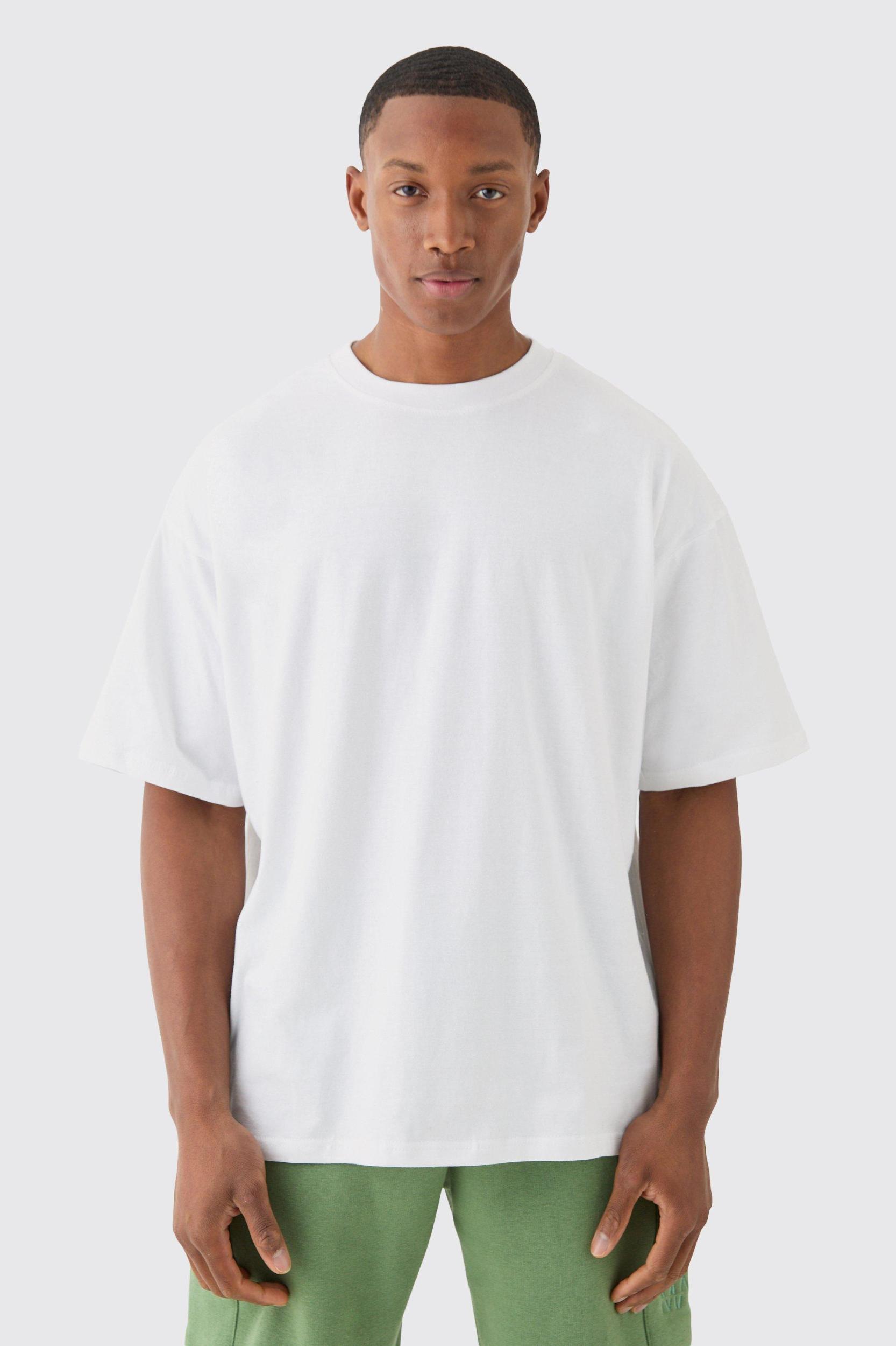 Mens Basic Oversized Crew Neck T-shirt - White Product Image