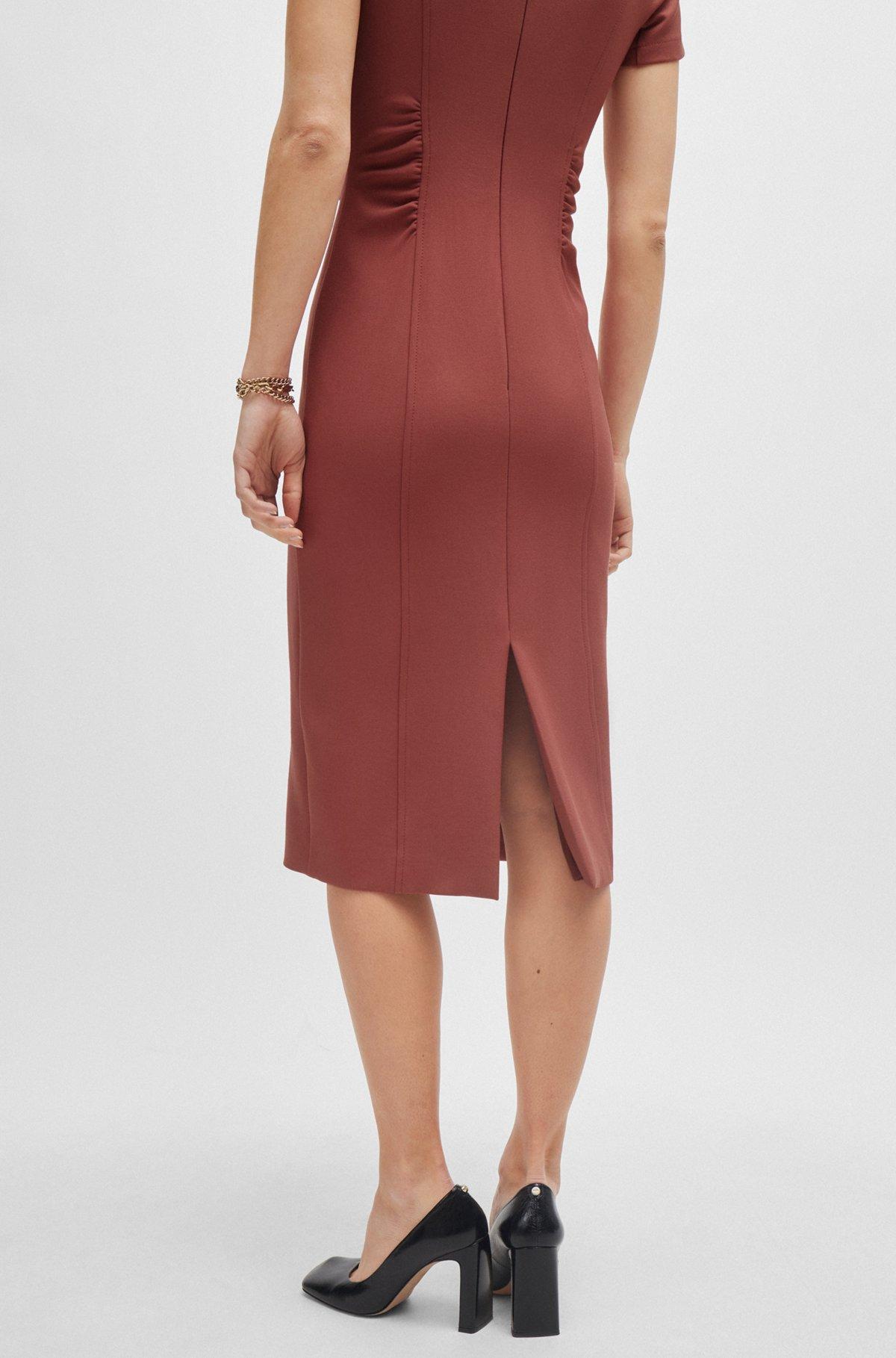 Slit-front business dress with gathered details Product Image
