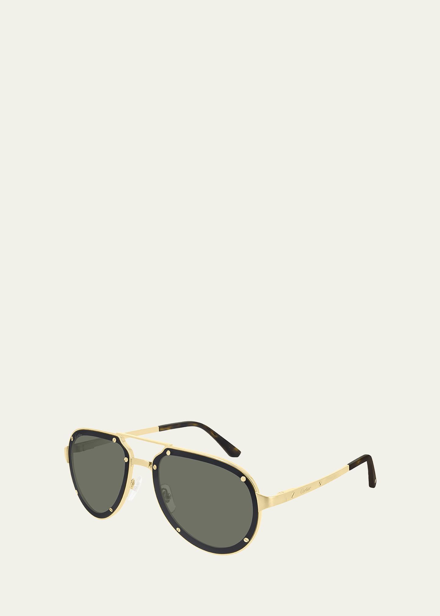 Mens 60MM Aviator Titanium Sunglasses Product Image