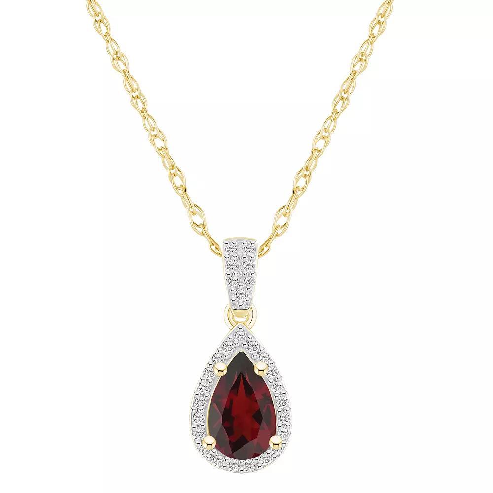 Celebration Gems 10k Gold Gemstone & Lab-Created White Sapphire Teardrop Halo Pendant Necklace, Women's, Size: 18", Purple Product Image