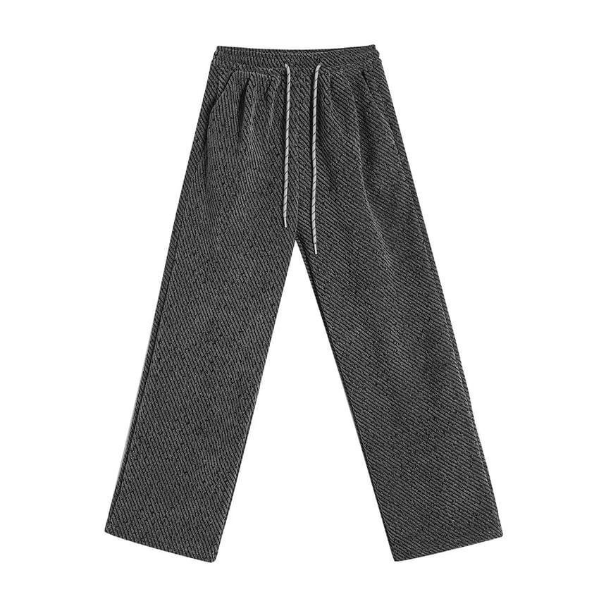 Drawstring Waist Striped Wide Leg Pants Product Image