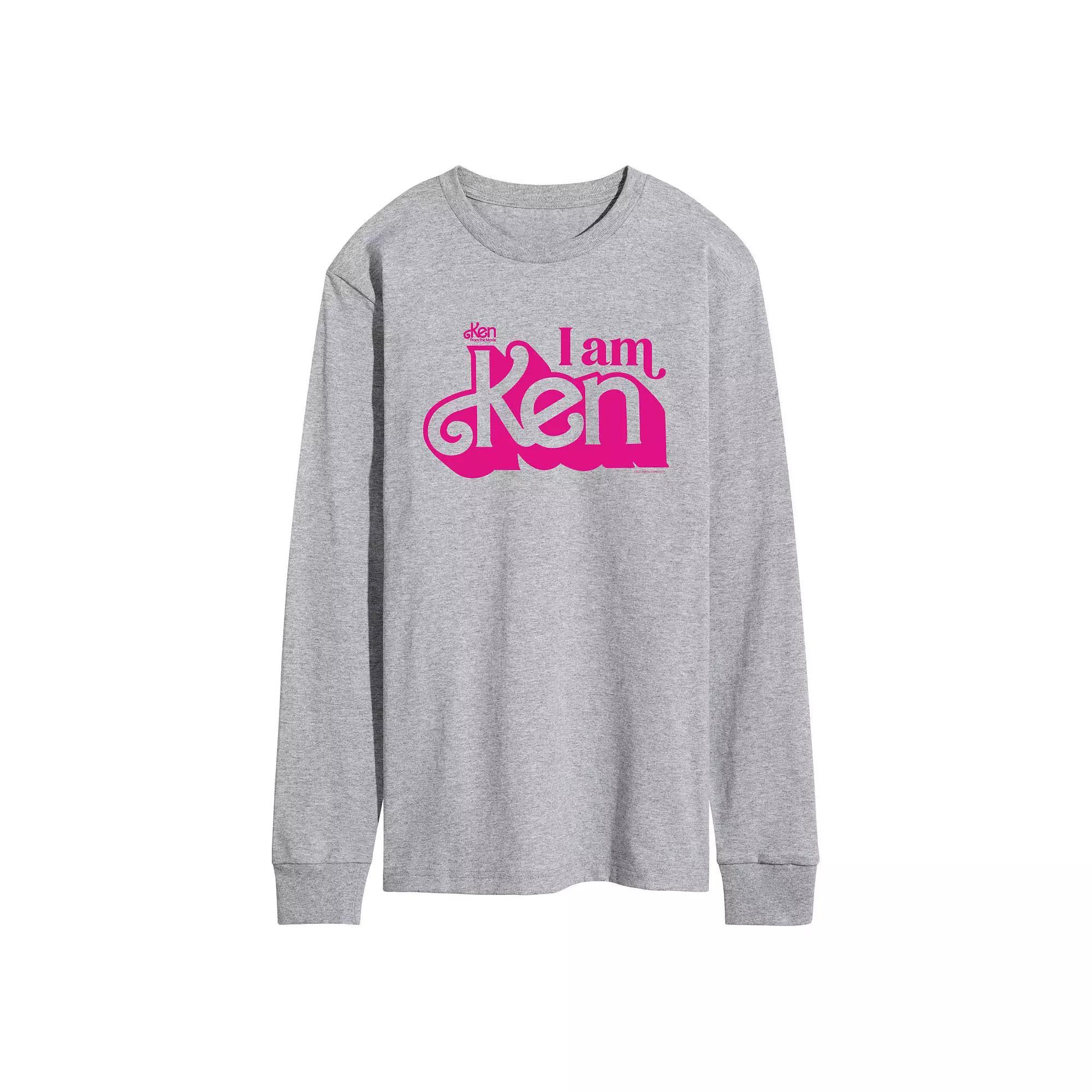 Mens Barbie The Movie I Am Ken Long Sleeve Graphic Tee Grey Gray Product Image