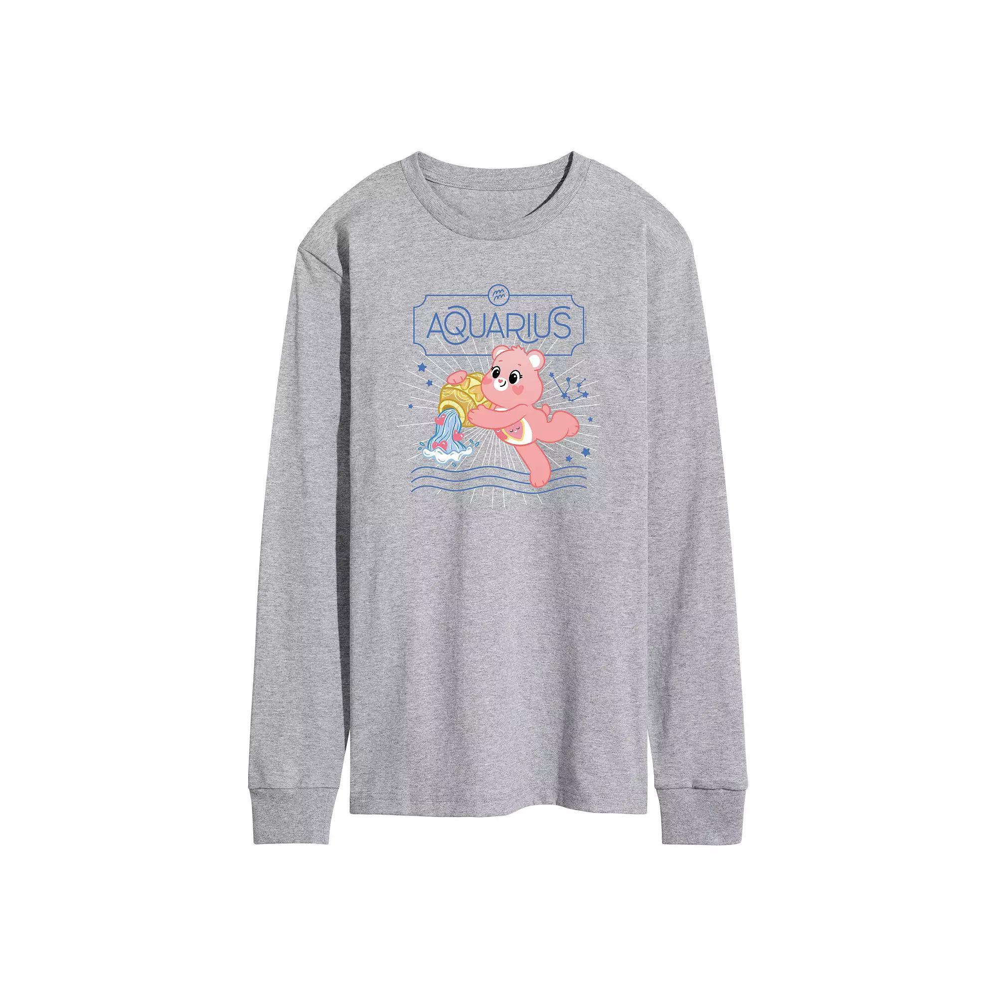 Mens Care Bears Aquarius Long Sleeve Graphic Tee Grey Gray Product Image