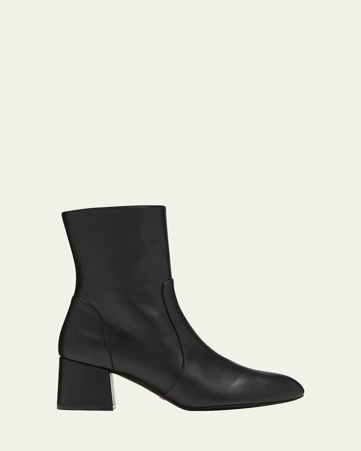 Flareblock Leather Zip Ankle Booties Product Image