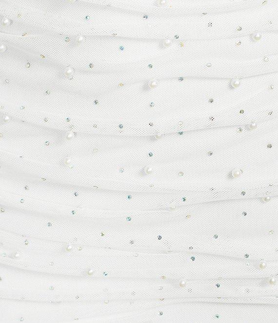 Honey and Rosie Adjustable Spaghetti Strap Pearl Stones Fitted Short Dress Product Image
