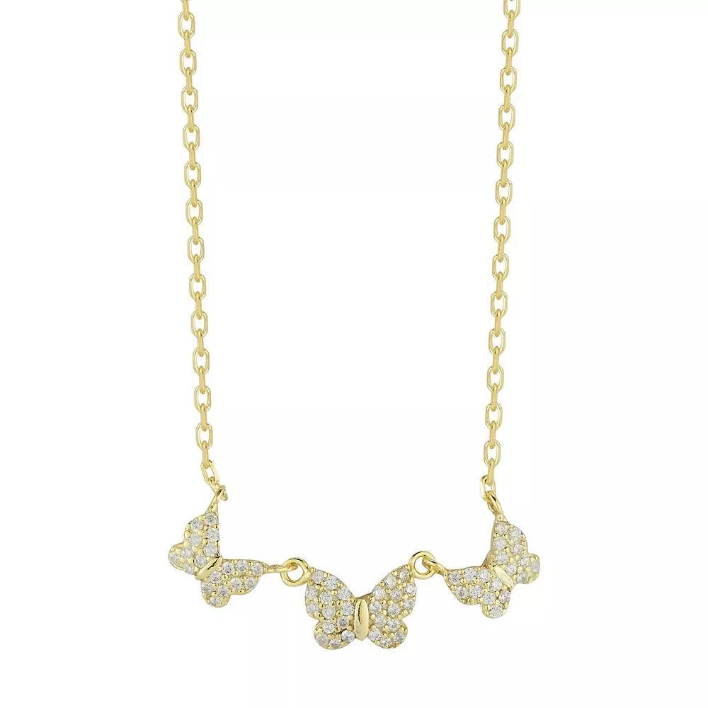 Sunkissed Sterling Cubic Zirconia Triple Butterfly Necklace, Women's, Gold Tone Product Image