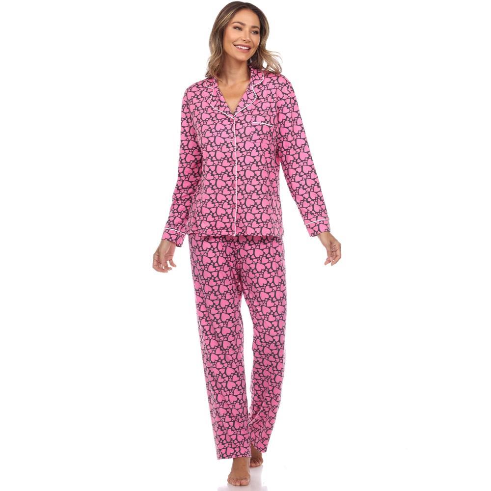 Women's Long Sleeve Heart Print Pajama Set - White Mark Product Image