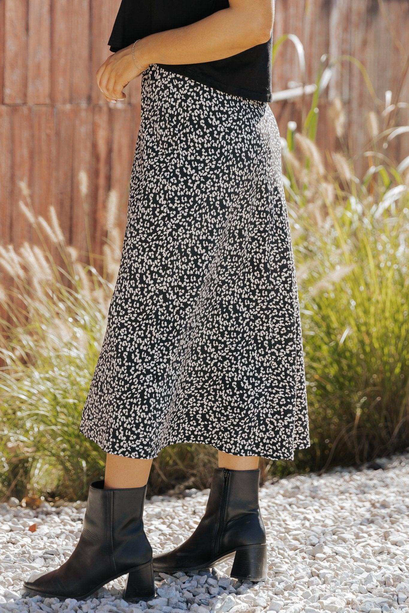 Black Leopard Print Midi Skirt - FINAL SALE Female Product Image