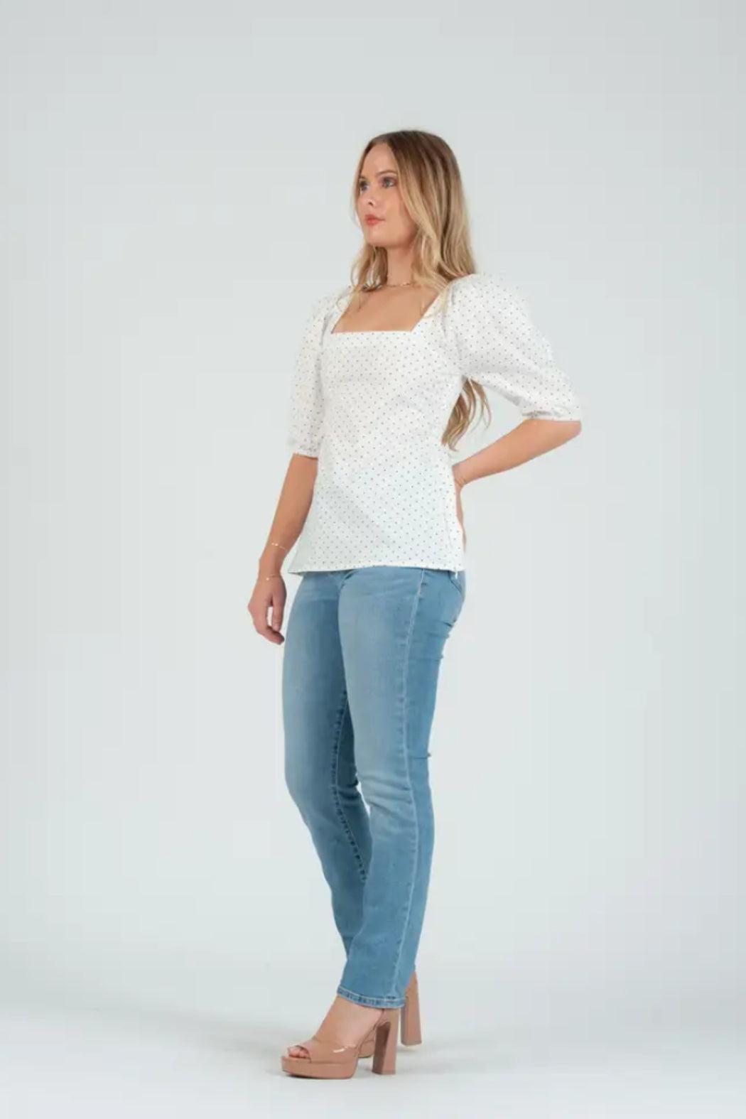 Harlow Poplin Puff Sleeve Top Product Image