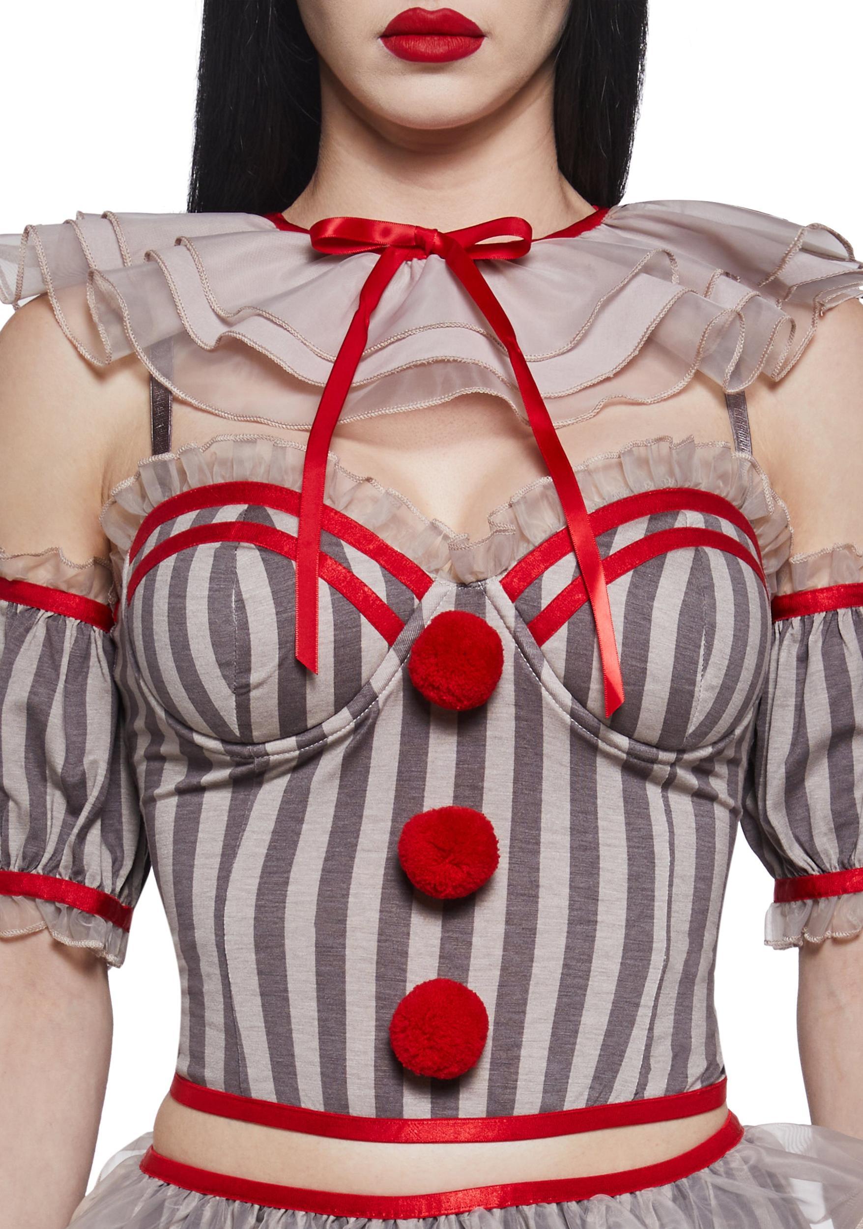 Sexy Womens Halloween Sewer Clown It Halloween Costume - White Product Image