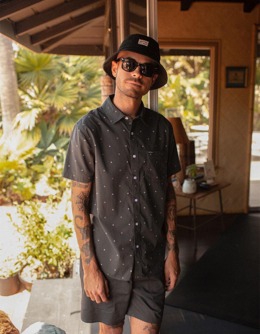 BRIXTON Charter Print Button Up Mens Shirt - WASHED BLACK Product Image
