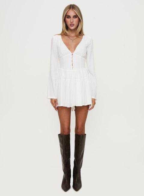 Halcyon Long Sleeve Romper White Product Image