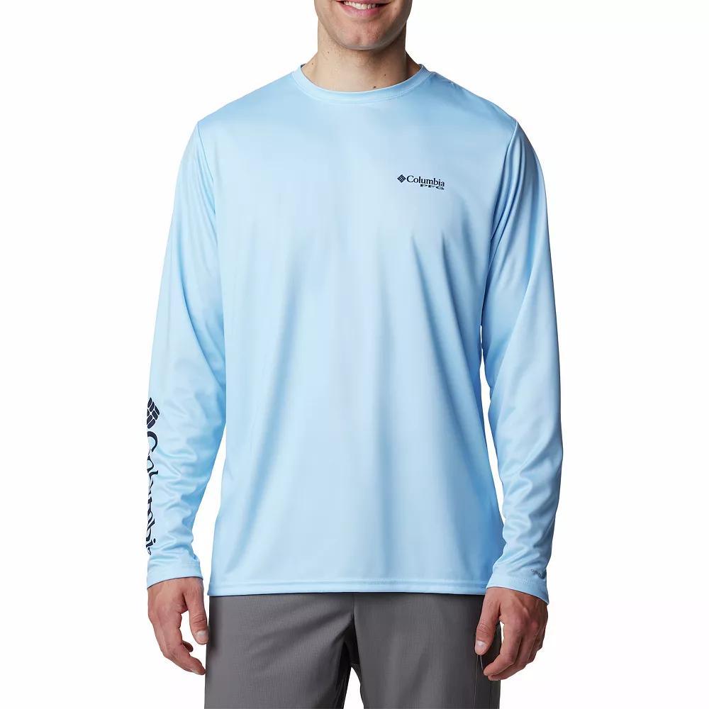 Men's Columbia PFG Terminal Tackle™ Fins & Stripes Long Sleeve T-Shirt, Size: Small, Blue Product Image