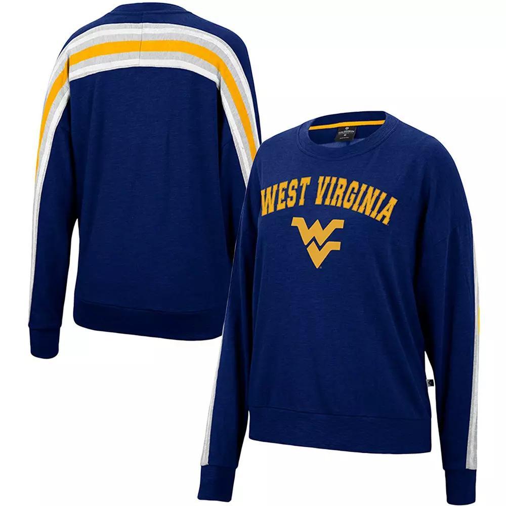 Women's Colosseum Heathered Navy West Virginia Mountaineers Team Oversized Pullover Sweatshirt, Size: Small, Blue Product Image