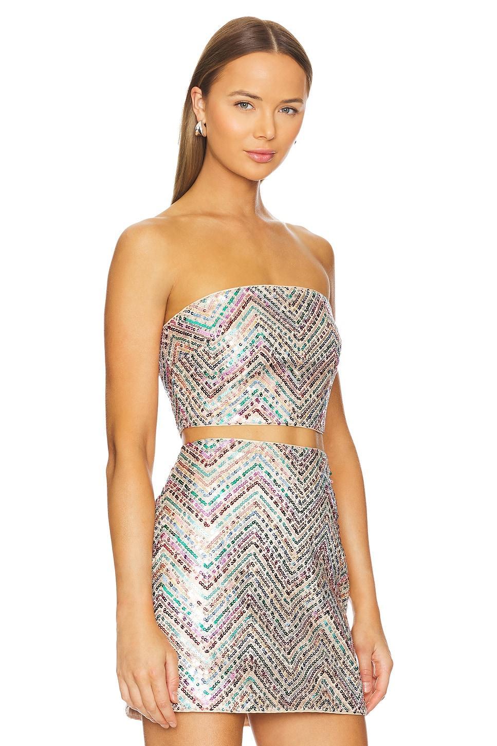 Chevron Sequins Strapless Top Product Image
