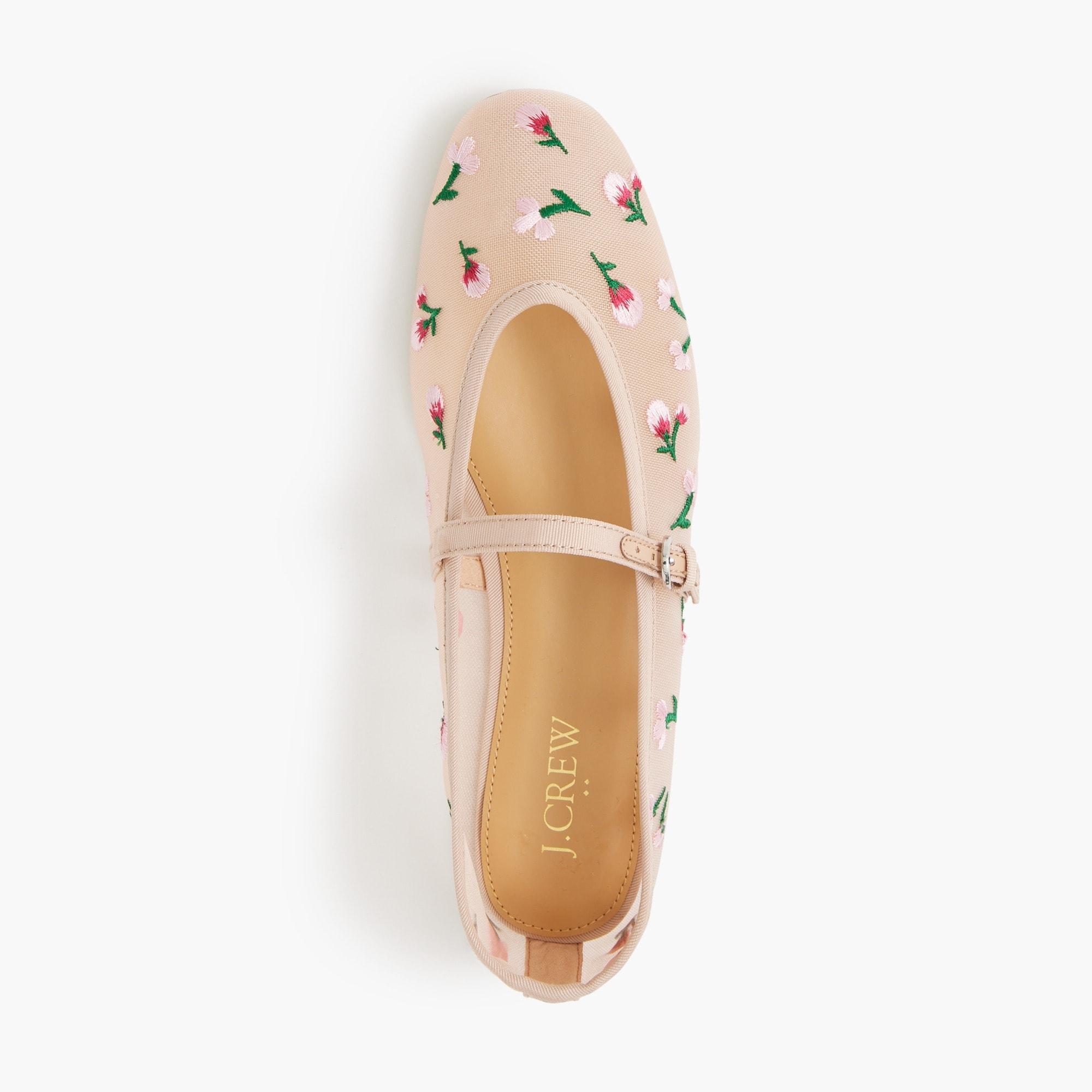 Mesh embroidered Mary Jane flats Product Image