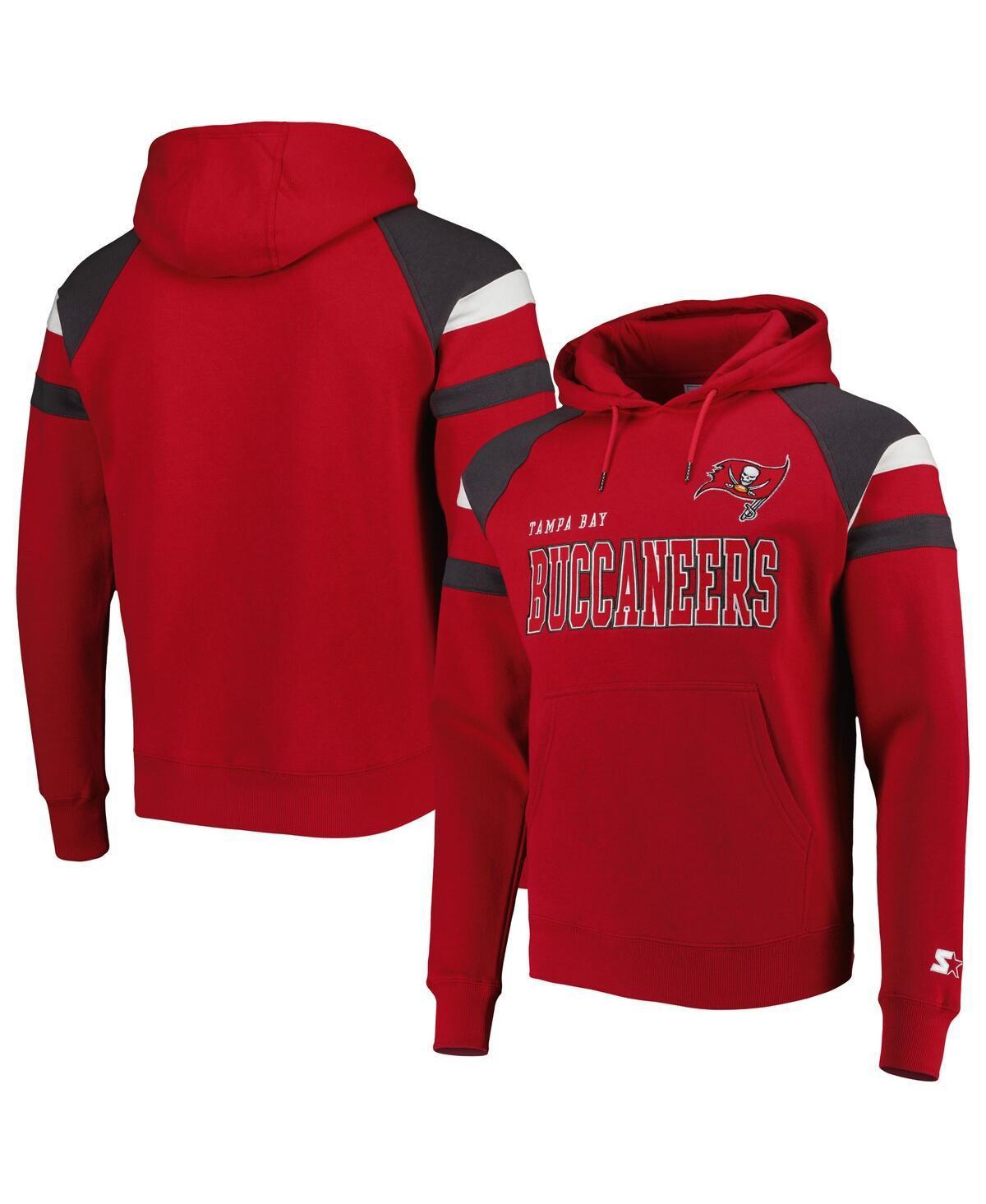 Men's Starter Red Tampa Bay Buccaneers Draft Fleece Raglan Pullover Hoodie, Size: Medium Product Image