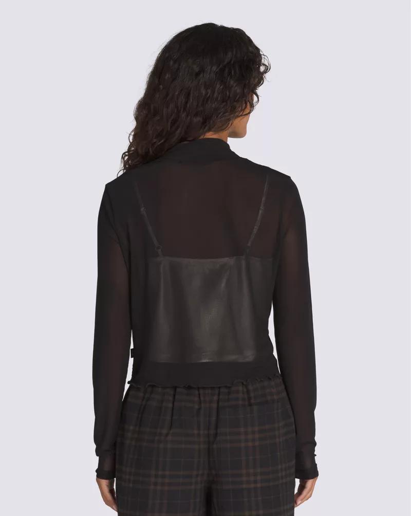 Mesh Satin Long Sleeve Top Product Image