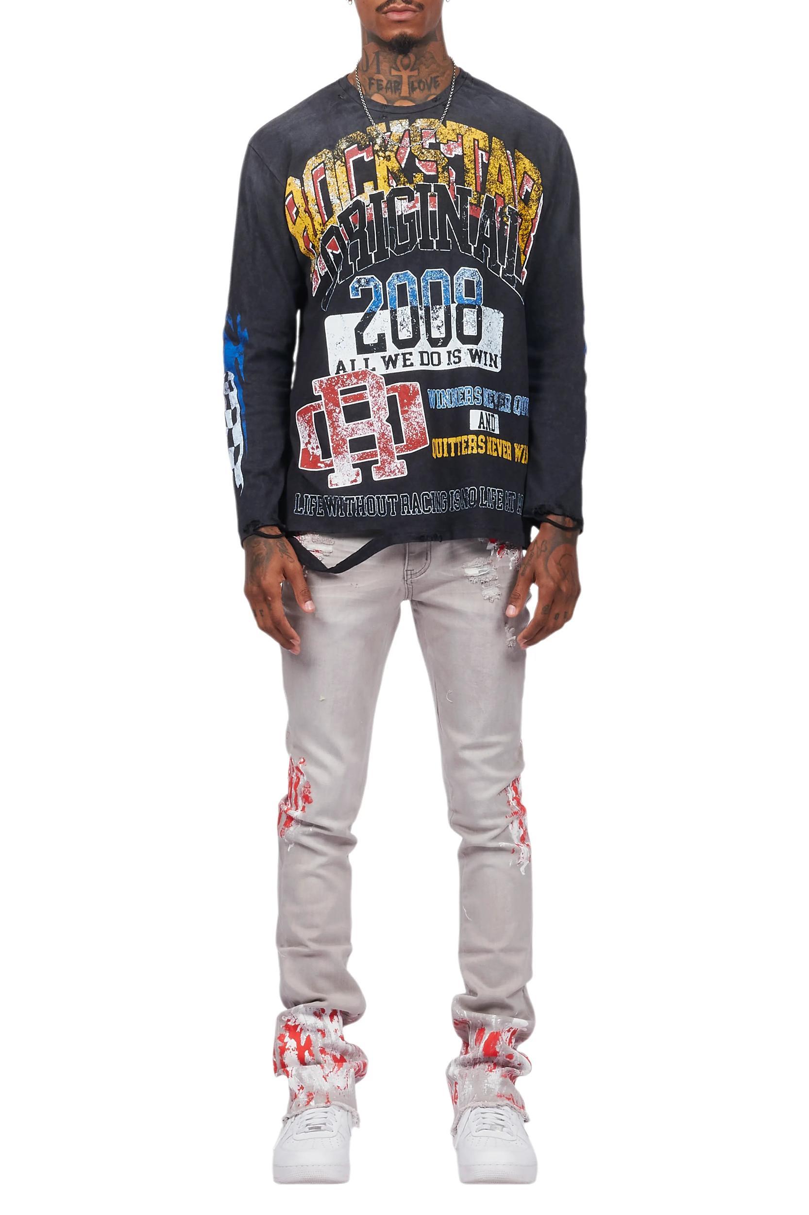 Kodak Grey/Red Painter Stacked Flare Jean Male Product Image
