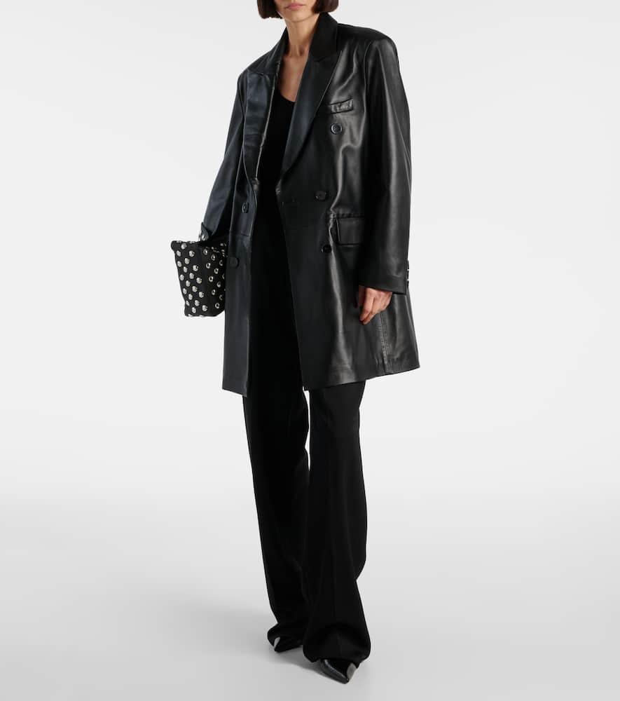 NOUR HAMMOUR Edie Leather Biker Jacket In Schwarz Product Image