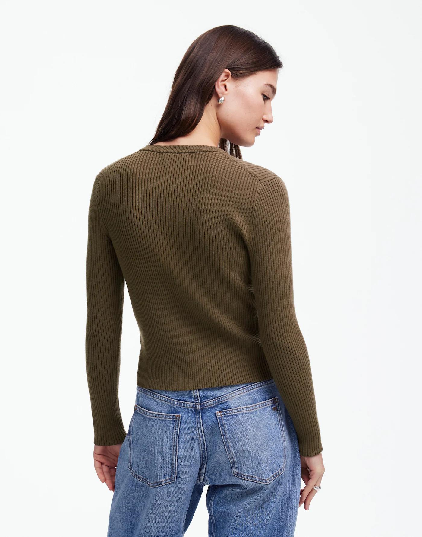 Zip-Front Ribbed Cardigan Product Image