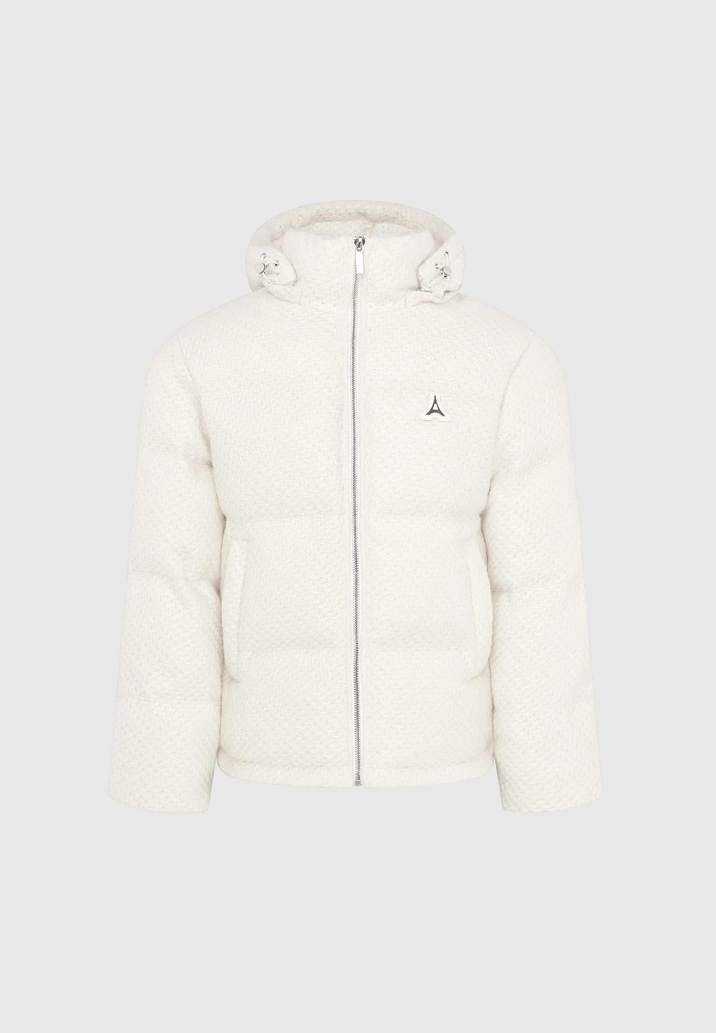 Textured Knit Puffer Jacket - Cream Male Product Image