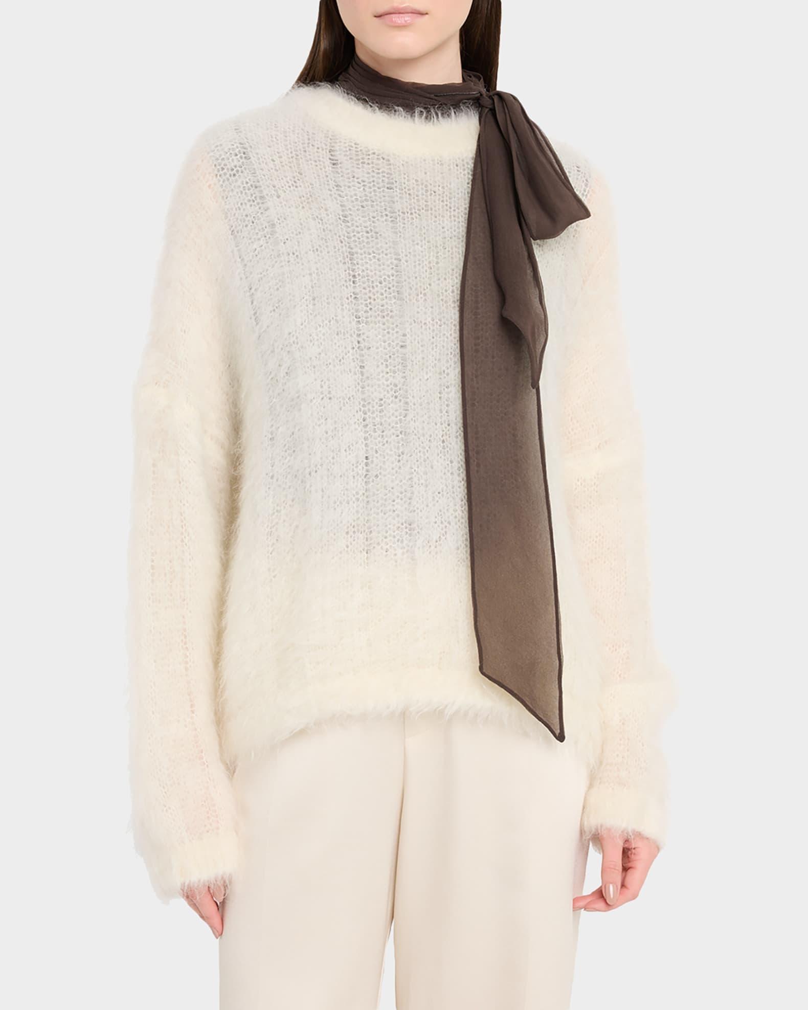Mohair Cozy Candy Floss Knit Crewneck Sweater Product Image
