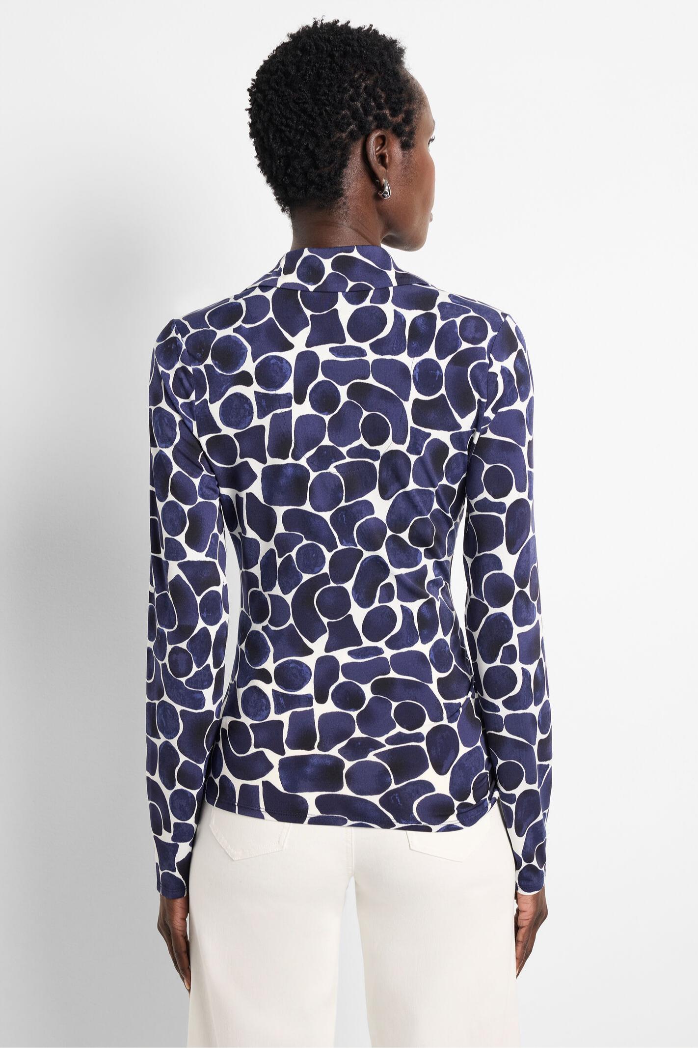Geo Pebble Knit Wrap Top - Indigo Multi Product Image