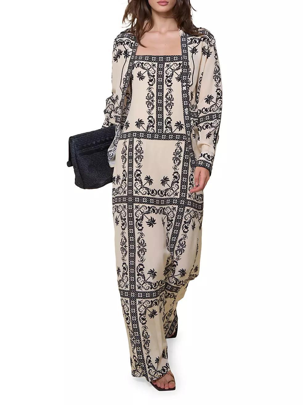 Reinvention Printed Silk Plunge-Back Maxi Dress Product Image