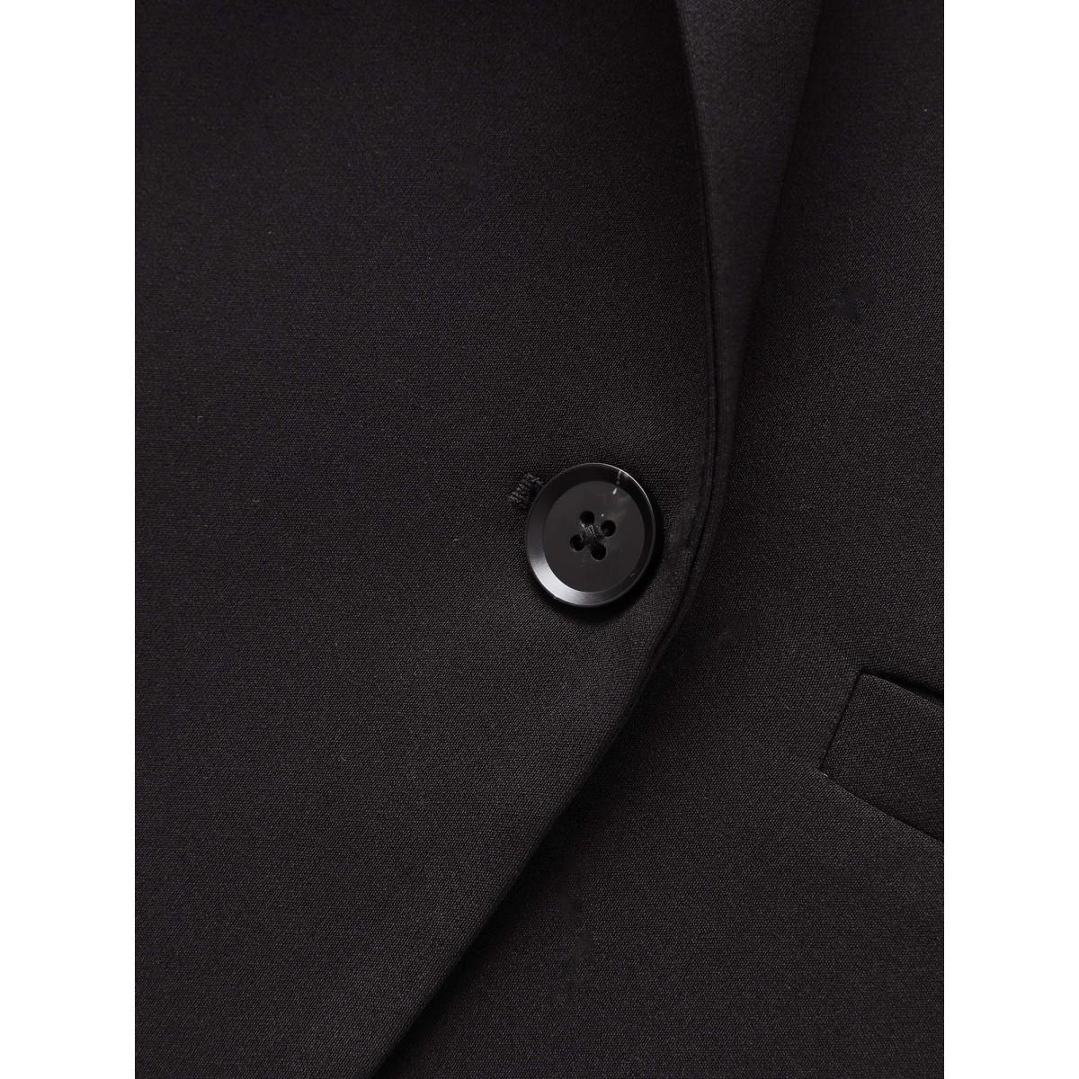 Plus Size Slim-Fit Double Pocket Cropped Blazer Black Women Work Button Sleeve Long Sleeve Suit Collar 12/L Single-flap pocket At the Office Blazers BloomChic Product Image
