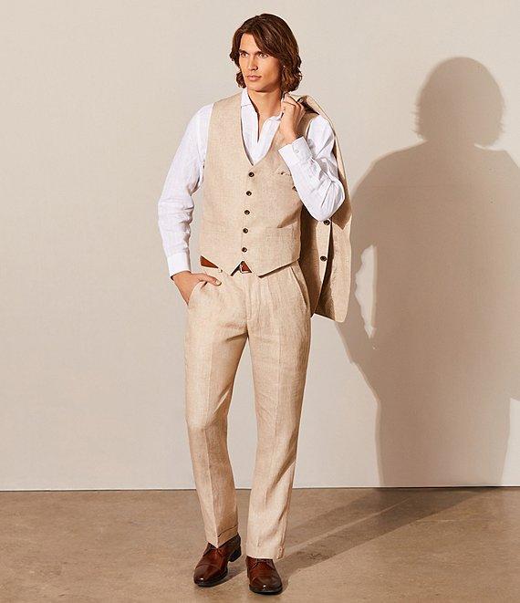 Murano Big & Tall Baird McNutt Linen Zac Classic Fit Flat Front Suit Separates Pants Product Image