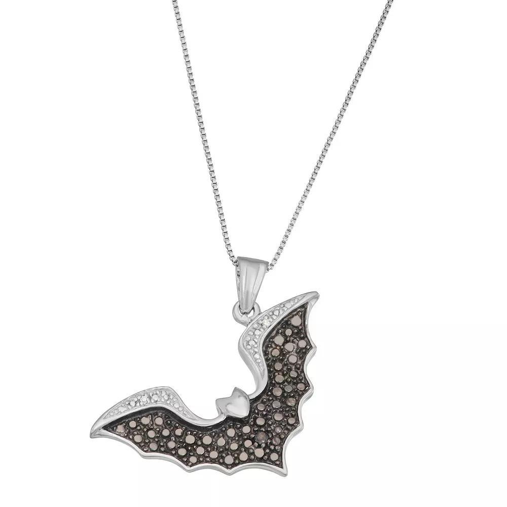Jewelexcess Sterling Silver Black & White Diamond Accent Bat Pendant Necklace, Women's, Size: 18" Product Image