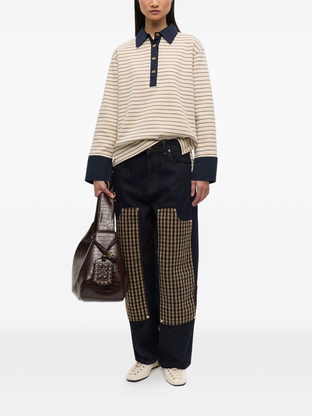 striped long-sleeve polo shirt Product Image