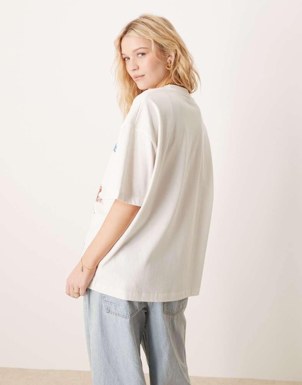 ASOS DESIGN oversized tee with paris valentines graphic in cream Product Image