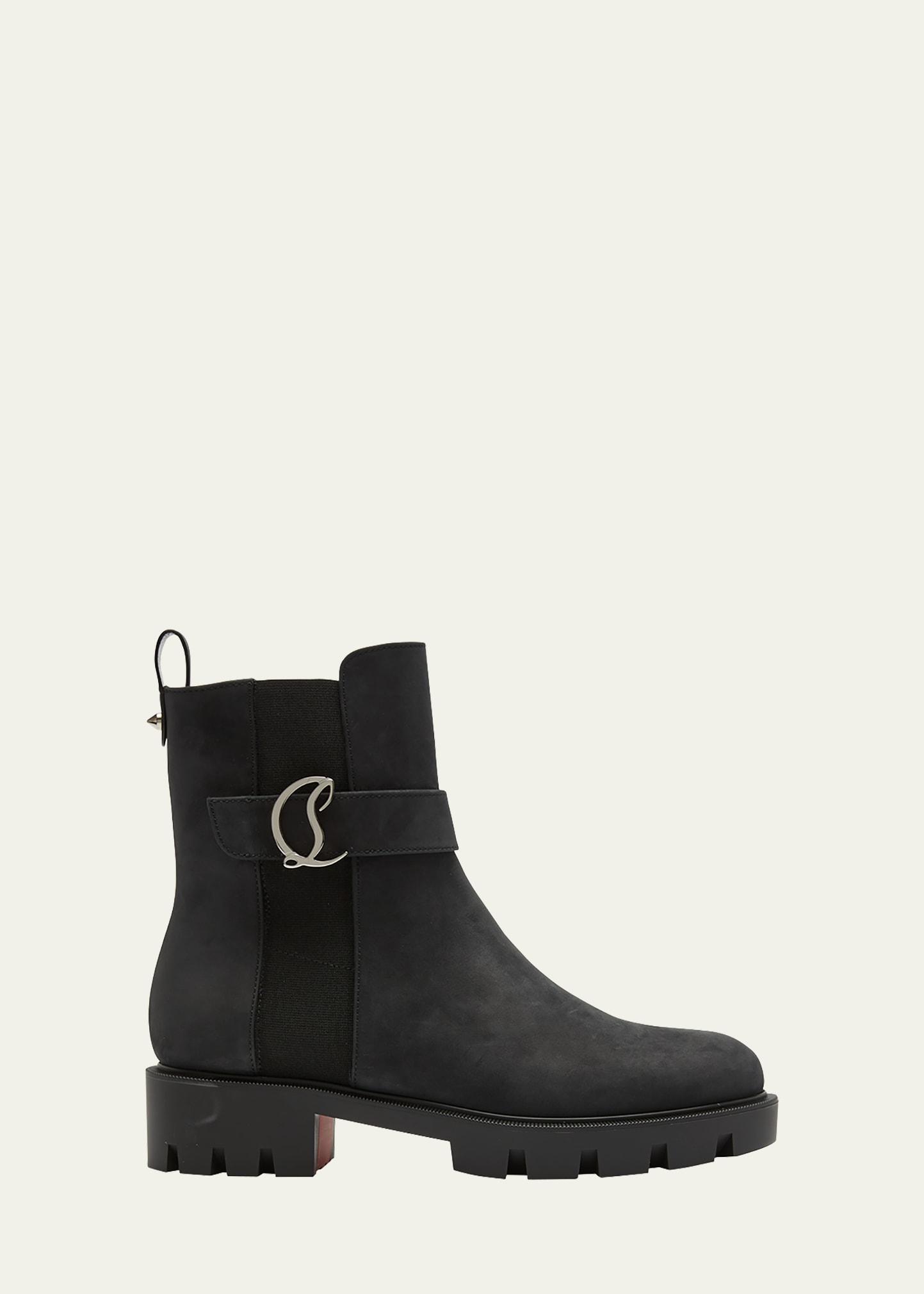 Suede Buckle Red Sole Chelsea Booties Product Image