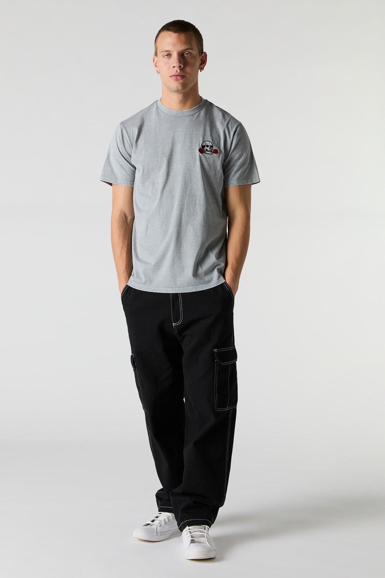 Embroidered Washed T-Shirt Male Product Image
