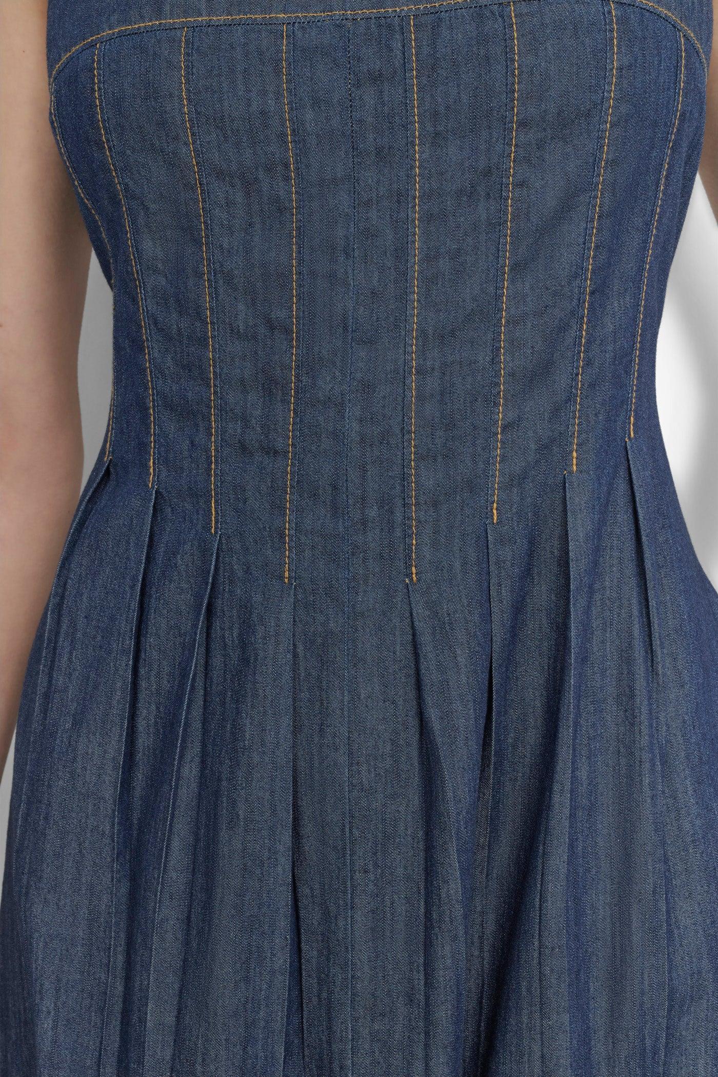 CORSET SITTED DENIM DRESS Product Image